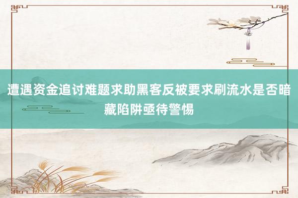 遭遇资金追讨难题求助黑客反被要求刷流水是否暗藏陷阱亟待警惕