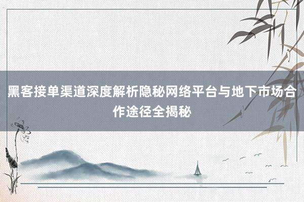 黑客接单渠道深度解析隐秘网络平台与地下市场合作途径全揭秘