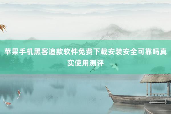 苹果手机黑客追款软件免费下载安装安全可靠吗真实使用测评